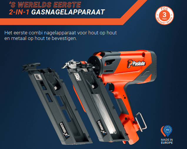 Afbeelding laden in Galerijviewer, Paslode - COMBI Xi Li STRIPNAGELAPPARAAT/ANKERAPPARAAT OP GAS(35-90MM)

